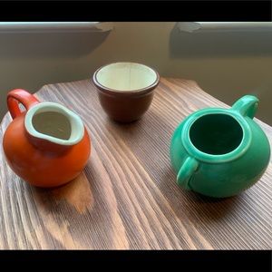 Trio of Vintage Pottery pieces/ bud vases
